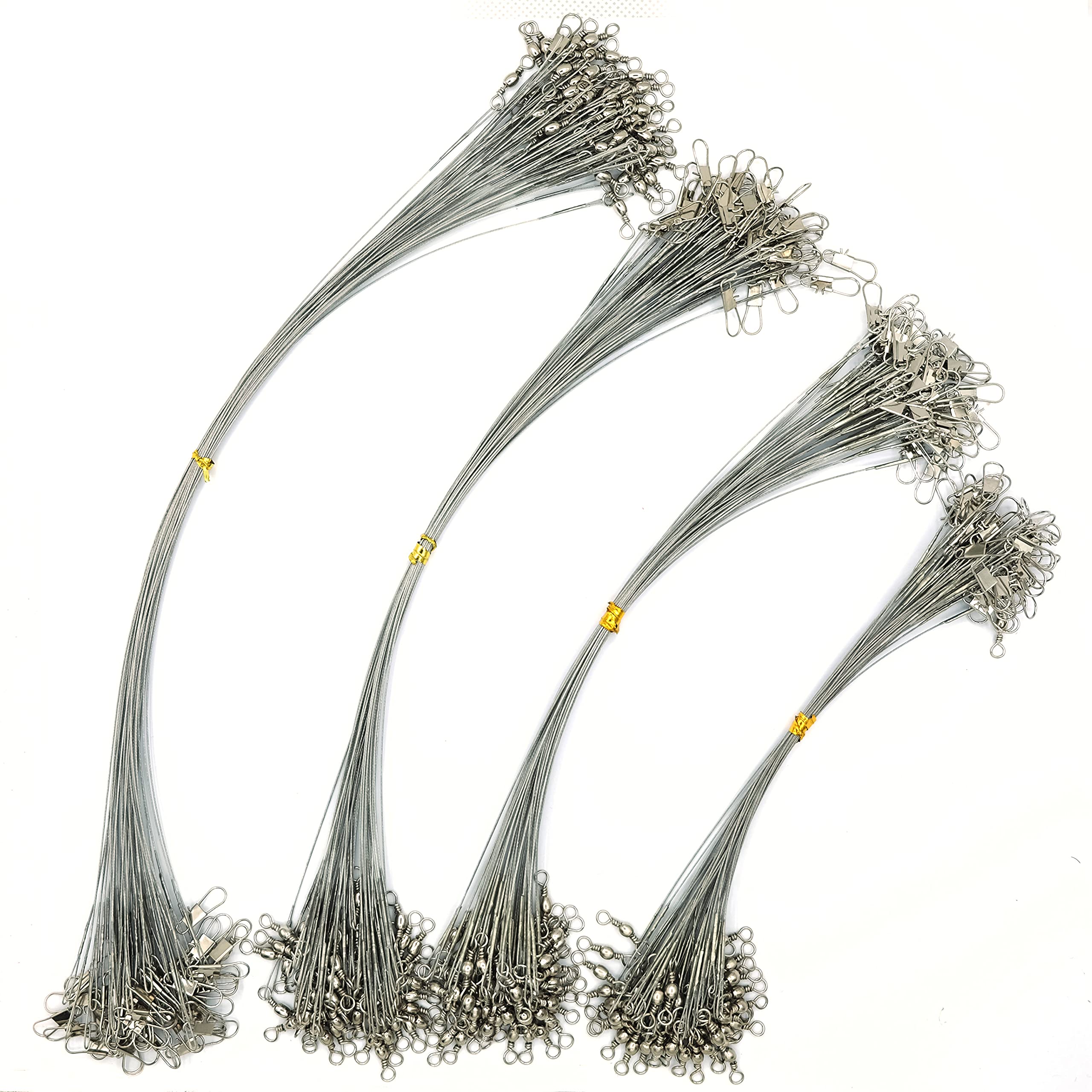 PISCORUSH 50pcs Fishing Wire Leaders Nylon-Coated Fishing Line Trace Lure Leaders with Swivels and Snaps Stainless Steel Fishing Tackle Leaders Tackle