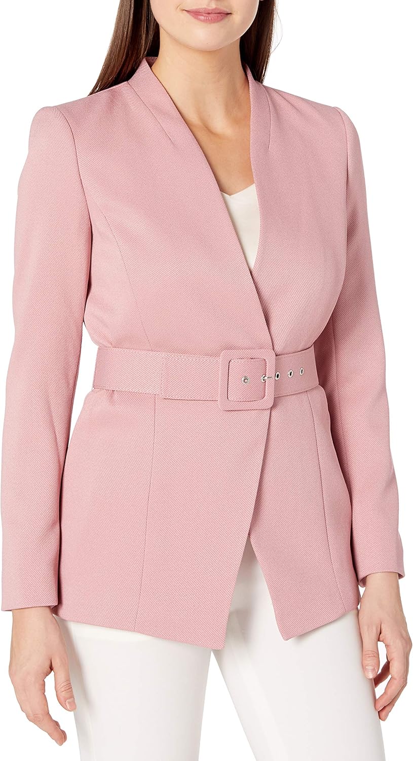 Tahari Womens Pink Belted Wear to Work Jacket UK Size10 TAHARI Amazon.co.uk Clothing