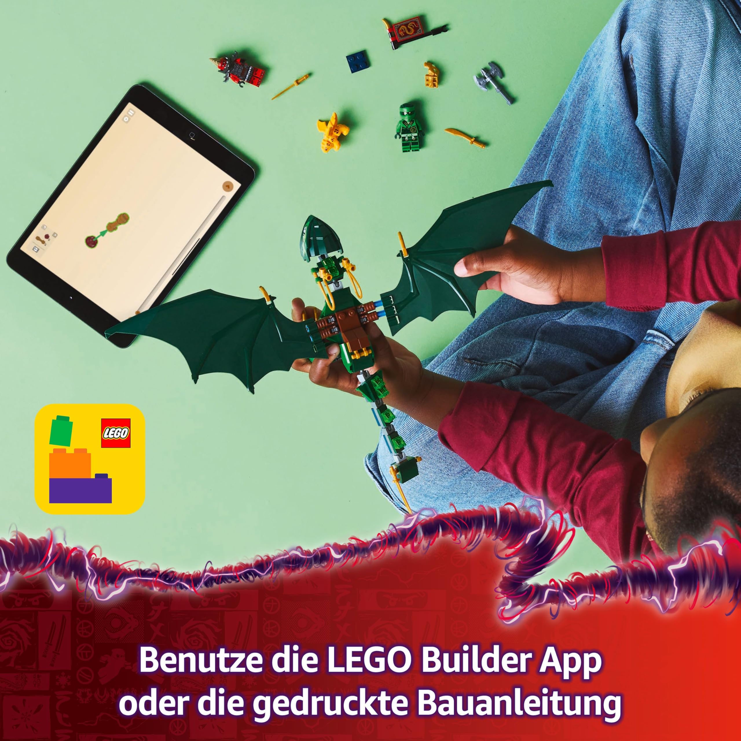 LEGO NINJAGO Lloyds grüner Walddrache - Spielzeug Drache mit 2 Minifiguren - Drachenfigur mit beweglichem Schwanz, Hals, Beine & Flügel - Geschenkidee für Jungen und Mädchen ab 6 Jahren 71829 6