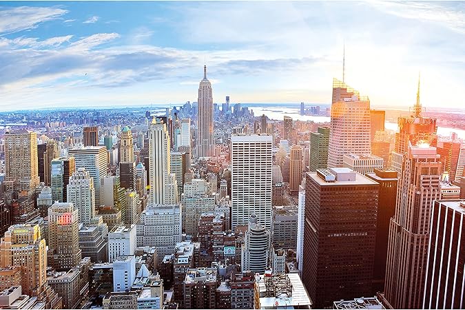 Amazon Com Large Photo Wallpaper New York City Skyline Picture Decoration Sundown Penthouse View Manhattan America Usa Decor Big Apple Nyc Image Decor Wall Mural 132 3x93 7in 336x238cm Home Improvement