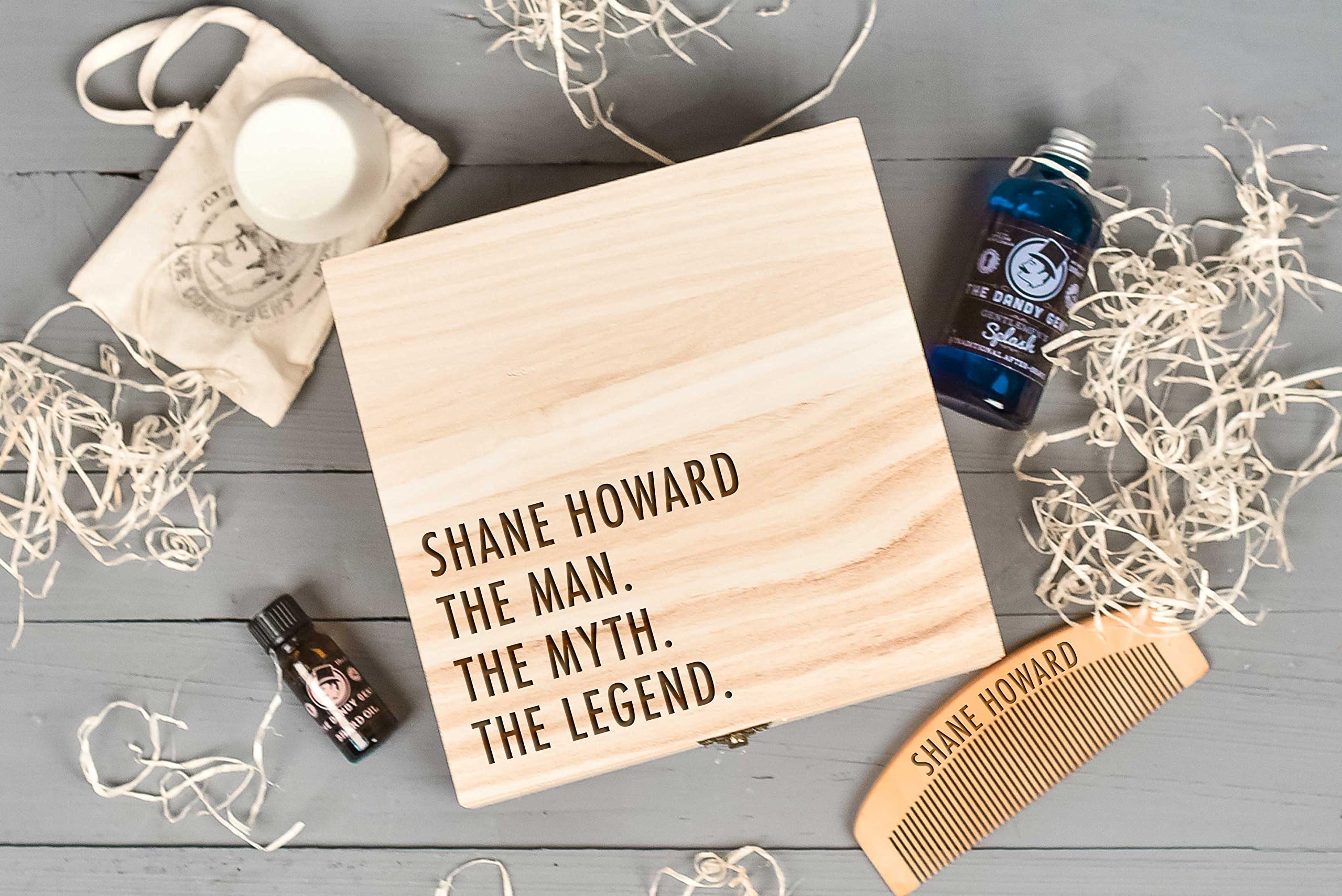 BEARD COMB & BOX, PERSONALISED GIFT SET FOR HIM, BEARD GROOMING BOX