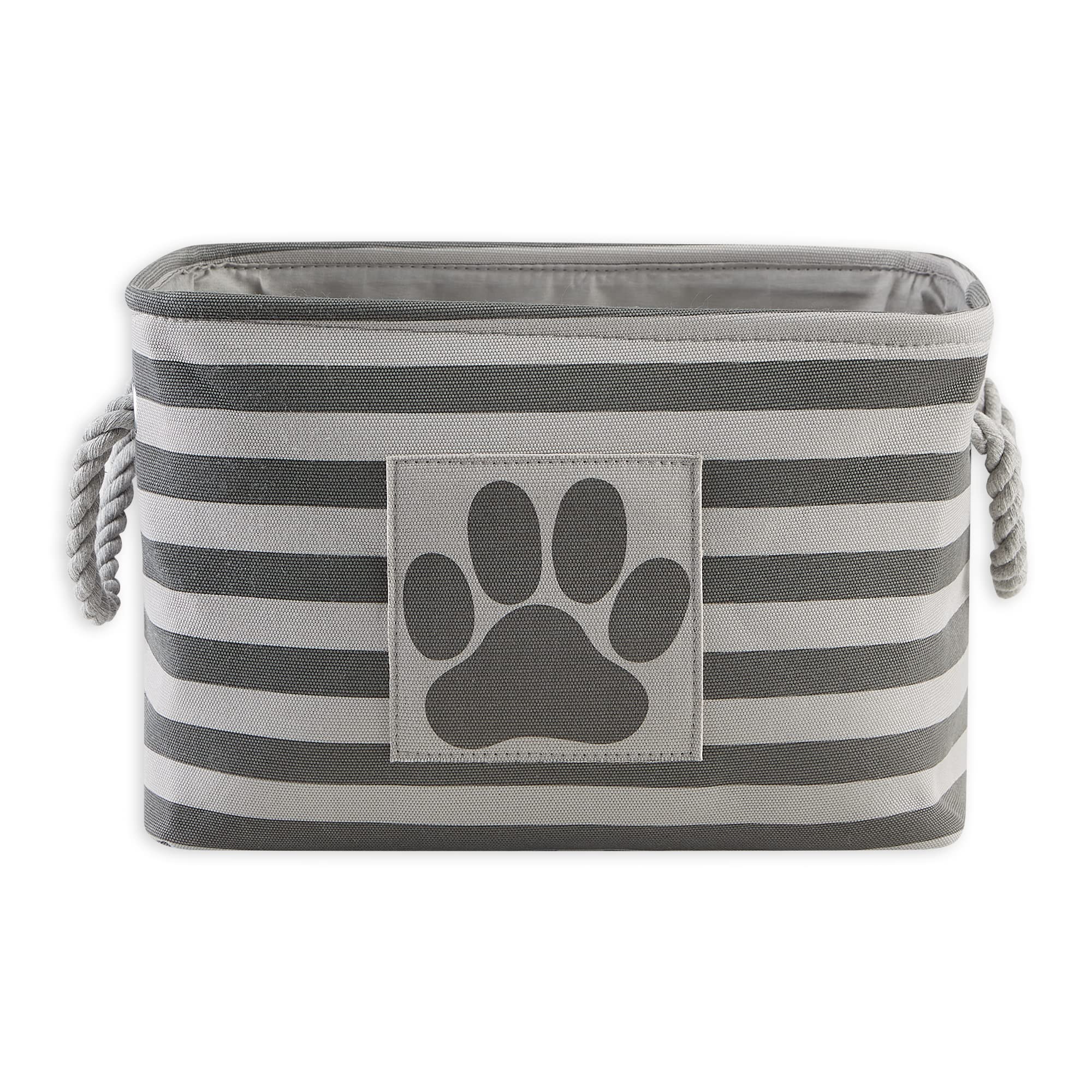 Photo 1 of Bone Dry Pet Storage Collection Striped Paw Patch Bin, Small Rectangle, Gray