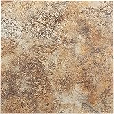 Sterling Self Adhesive 12-Inch Vinyl Floor Tiles, 20 Tiles, 12 x 12 in | Self-Adhesive Backing: Vinyl Planks Combine Durable Surface Detail, Wood-Look Texture, and Coverage Flexibility.
