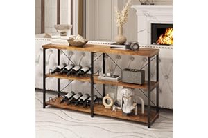 Stopsad 55 inches 3 Tier Console Table, Sofa Table with Double Wood Shelves, Industrial Entryway Table for Entryway, Hallway, Foyer, Front Hall, Sofa Couch, Living Room, Bar, Kitchen, Rustic Style