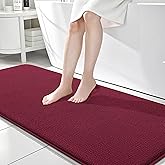 OLANLY Thick Memory Foam Bath Mat Rug 70x24, Extra Soft Absorbent Bathroom Rug, Quick Dry Bath Mats, Non-Slip, Machine Washable Carpet for Bathroom, Tub and Shower, Home Decor Accessories, Burgundy