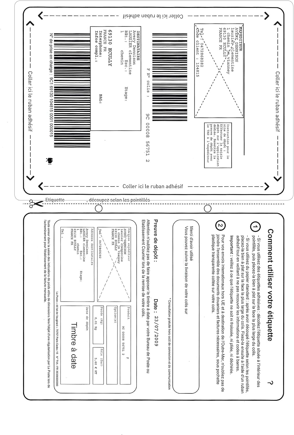 Colissimo STICK'NGO 500 Sheets of Paper with Self-Adhesive Postage Labels, 120x164mm, white, Label dimensions: 120x164mm - Image 4