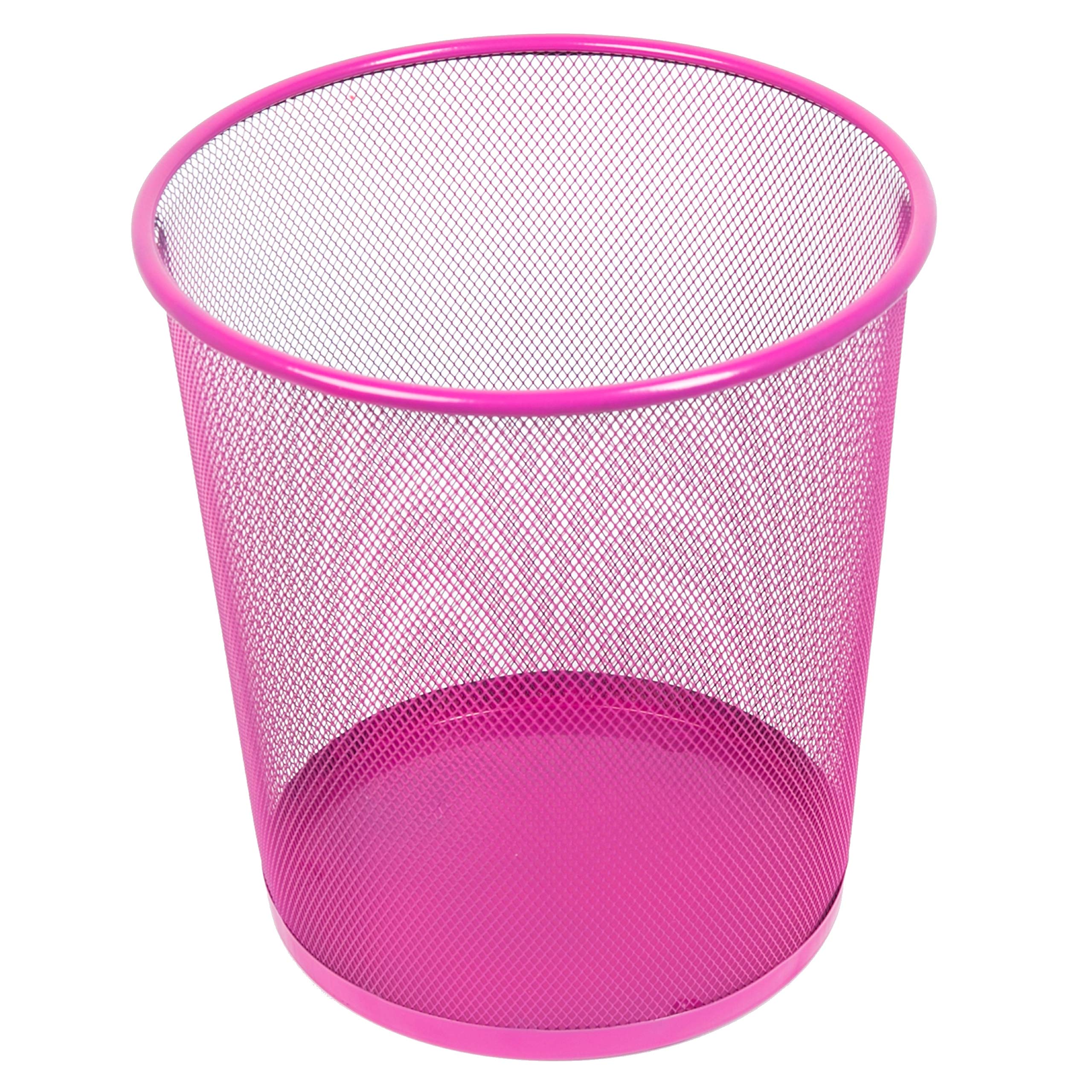 Leviatan Wire Mesh Waste Paper Bin | 266 x 218 x 280 mm | for Home, Office, School | Office Trash Can 12 L | Pink