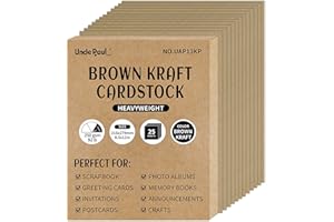 UNCLE PAUL Brown Kraft Cardstock - 8.5'' x 11'' 85lb Cover Card Stock Heavyweight Paper Perfect for Scrapbooks/Art/Crafts/Christmas/New Year Cards 25 Sheets 250GSM UAP13KP