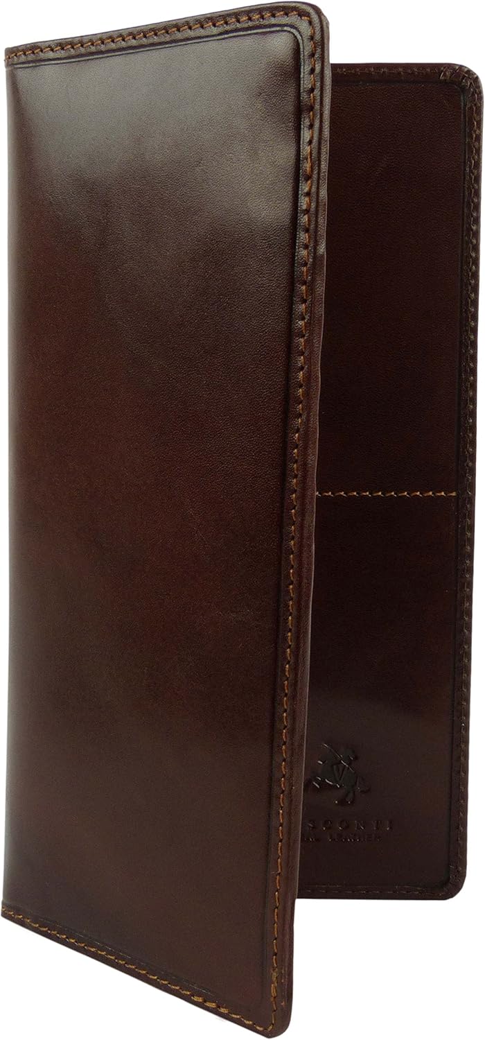 Visconti Mens Italian Leather Slim Suit Wallet Monza Collection Classic Gift Boxed, Brown