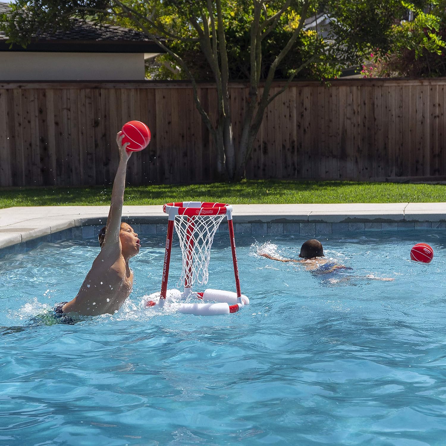 GoSports Splash Hoop 360 Floating Pool Basketball Game, Includes Water Basketball Hoop, 2 Balls and Pump : Sports & Outdoors