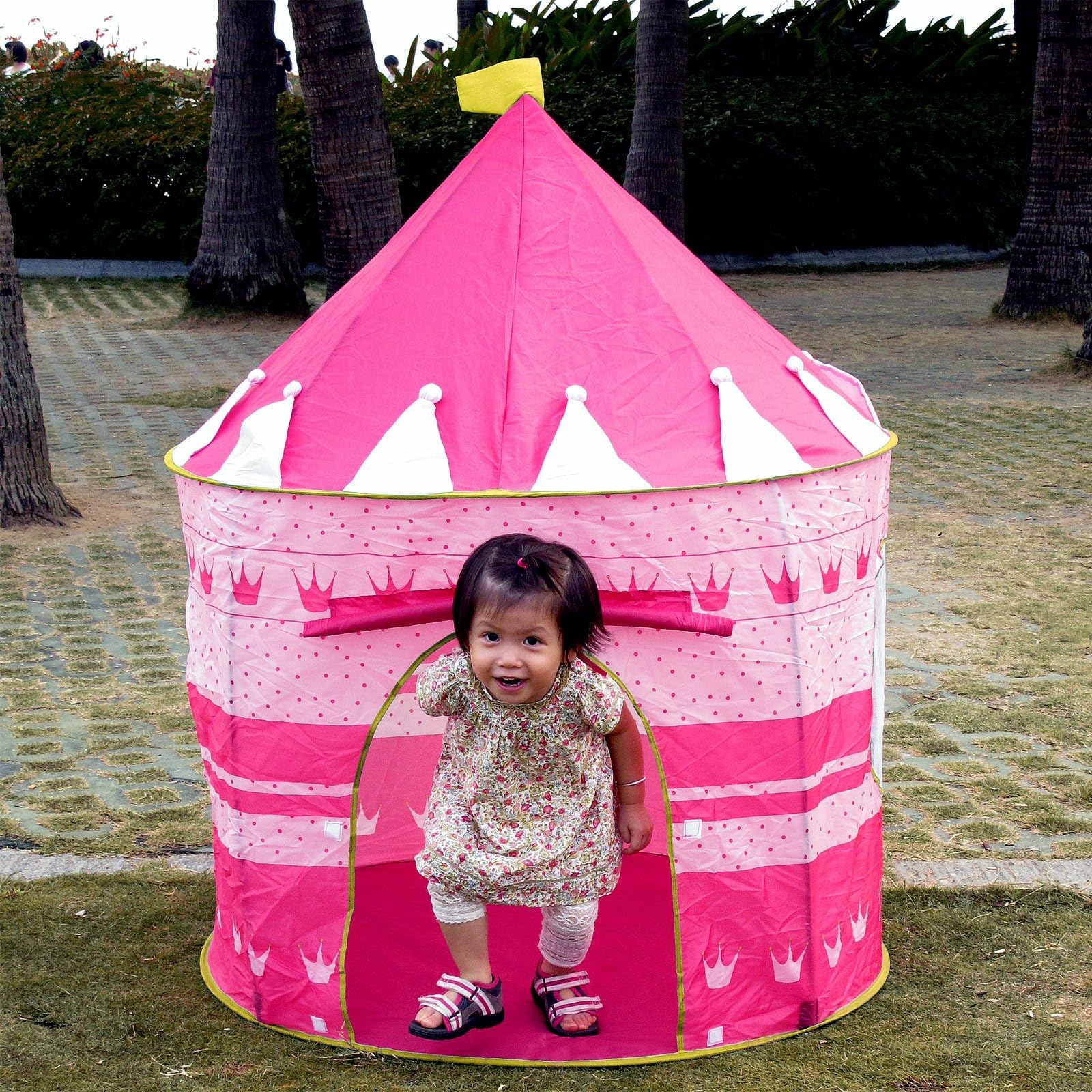 Pink Portable Folding Princess Play Tent Children Kids Castle Cubby Play House