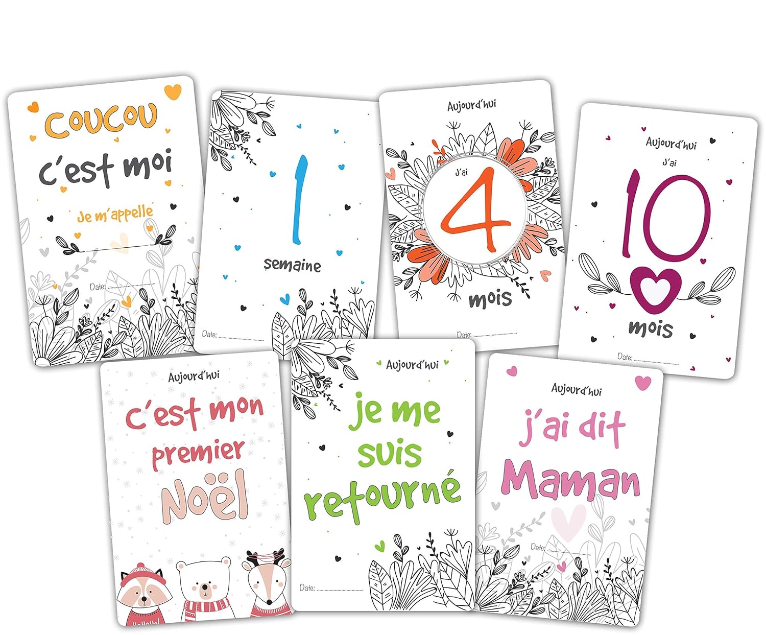 Cadeau Naissance 26 Visuels En Photo Souvenirs Set Cartes Etapes Bebe Ma Premiere Annee Produits Handmade Bebe Et Puericulture