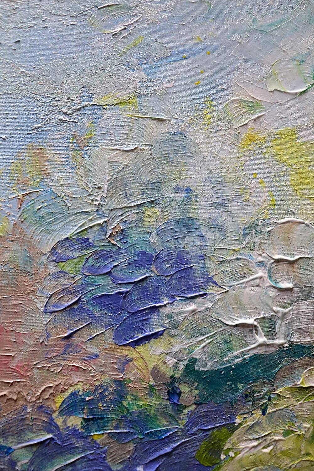 Amazon Com Hydrangeas Gardens Summer Original Painting Impasto Oil Large Art On Canvas Triptych 48x20 Handmade