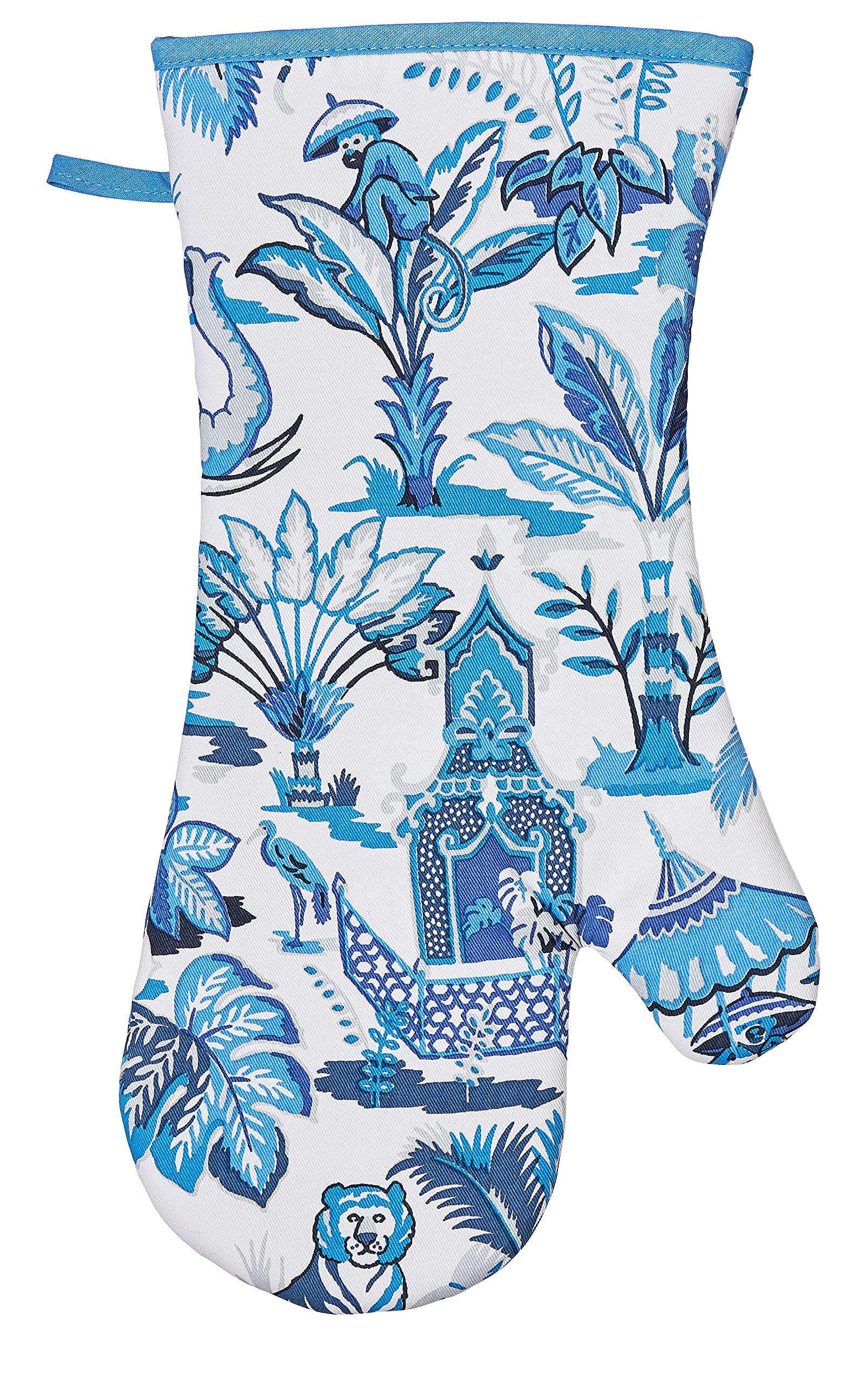 Ulster Weavers - Blue Elephants Gauntlet Oven Glove (37 x 20cm) - 100% Cotton - 1 Piece - Blue Oven Glove Heat Resistant - Washable - Elephant Oven Glove - Kitchen Accessories - Elephant Gifts