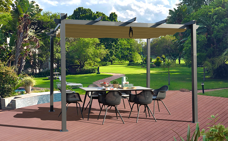 Kozyard Morgan Outdoor Retractable Pergola with Sun Shade Canopy image 24