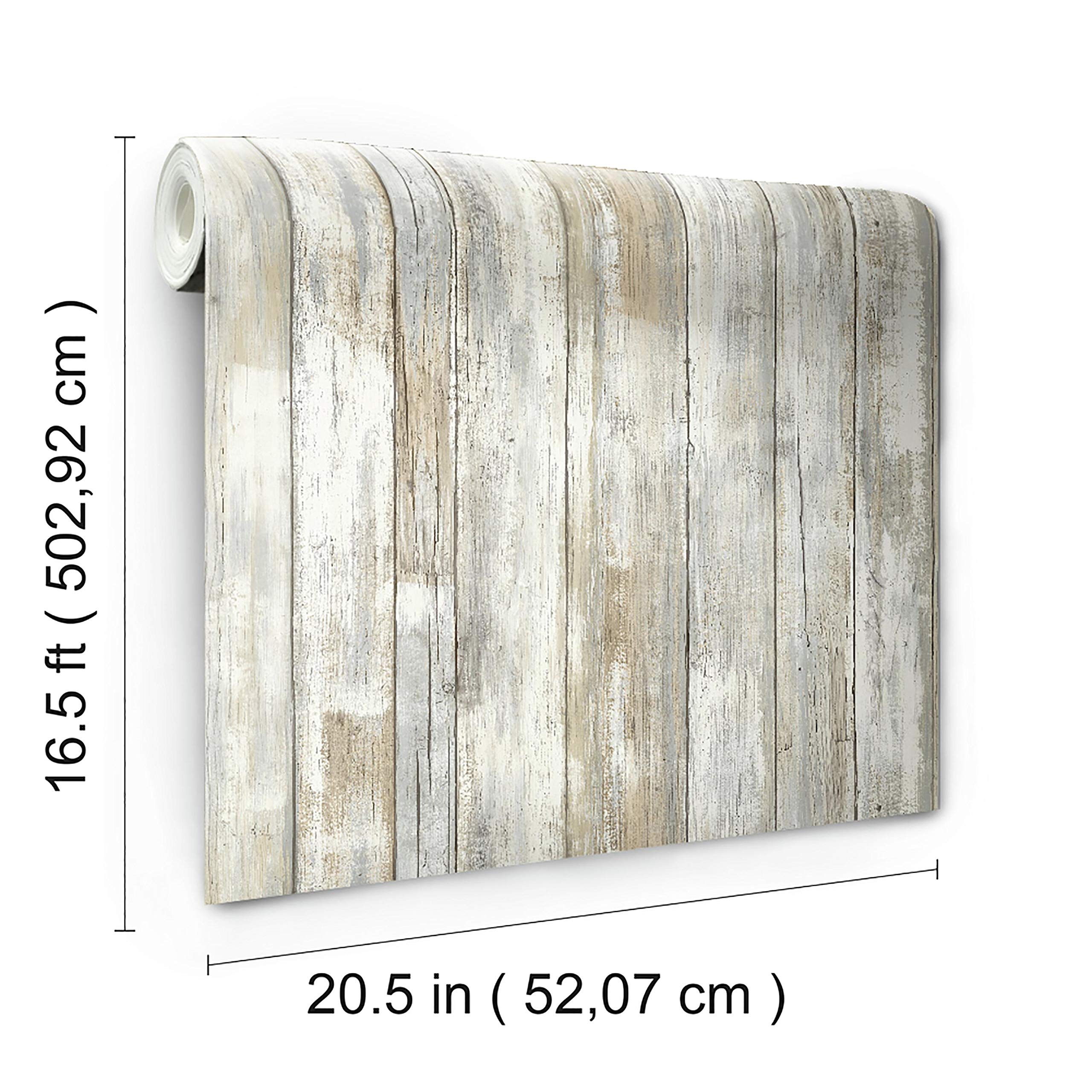 RoomMates Distressed Wood Peel and Stick Wallpaper Removable