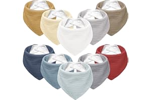 Susurration Muslin Baby Bibs 10Pack Baby Bandana Drool Bibs Soft Adjustable Newborn Bibs for Unisex Baby Girls & Boys