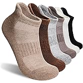 Merino Wool Ankle Hiking Socks For Men & Women No Show Running Athletic Support Thick Cushioned Breathable Socks 6 Pairs
