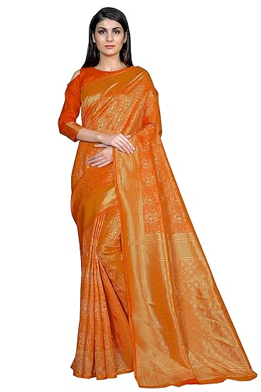 Womens Kanchipuram kanchipuram Art Silk Saree With Blouse Piece