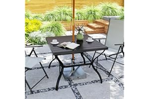 Outsunny Outdoor Dining Table with 2" Umbrella Hole, 37" Square Patio Dining Table for 4, Galvanized Steel Patio Table with S