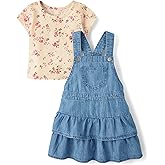 The Children's Place,Baby Girls,and Toddler Long Sleeve Top and Skirtall Dress Set,Peak Wash,3 Years,