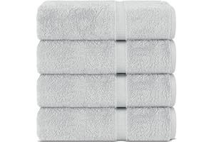 Chakir Turkish Linens |Hotel & Spa Quality 100% Cotton Premium Turkish Towels | Soft & Absorbent (Silver Gray, Bath Towel - Set of 4)