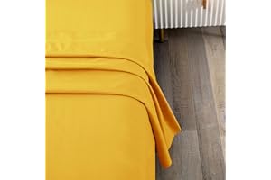 Toodou Premium, Hotel Quality,Wrinkle Stain Resistant Yellow Queen Flat Sheets Have Soft Silky Touch, Breathable and Fade Resistant,It's Most Comfortable and Luxurious Bed Top Sheet