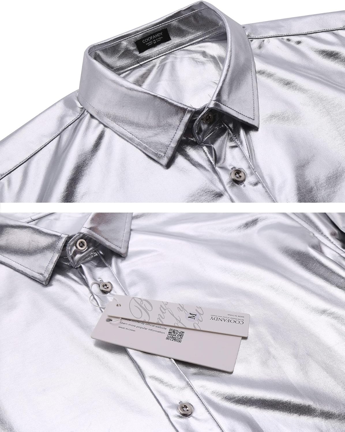 COOFANDY Men's Metallic Shiny Nightclub Slim Fit Long Sleeve Button Down Party Shirts at  Men’s Clothing store