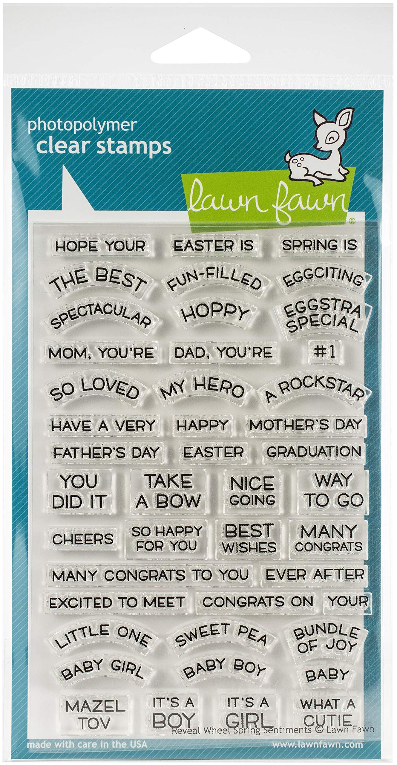 Lawn Fawn Clear Stamps 4'X6'-Reveal Wheel Spring Sentiments