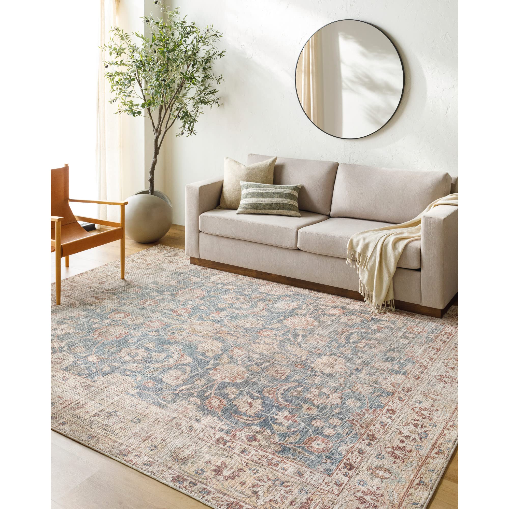 Livabliss x Becki Owens Marlene Vintage Medallion Runner Area Rug, 2’7″ x 7’3″, Blue/Tan