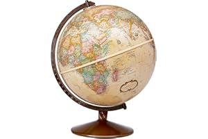 Replogle Globes Franklin World Globe, Antique Ocean, 12-Inch Diameter, Raised Relief (3-Dimensional Relief of Major Mountain Ranges). This Easy to assemble globe features over 4000 place names including political borders and provincial borders, shipping routes, detailed lakes, rivers, tributaries and canals. Held by a sturdy metal stand.