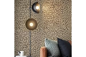 JiffDiff Leopard Print Peel and Stick Wallpaper, Waterproof Removable Self Adhesive Textured Wall Paper, Yellow Unique Funky Cheetah Contact Paper for Bedroom and Bathroom 120"X17.3"(14.4 sq. ft)