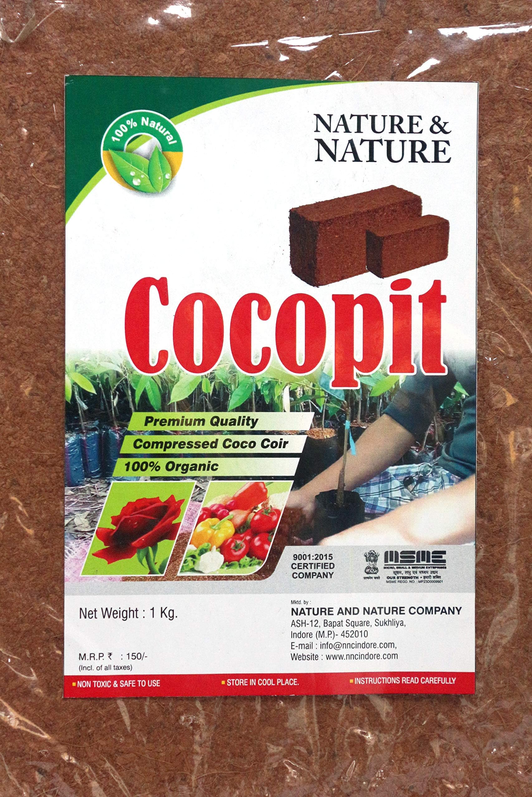 Nature Agrocare Cocopeat Brick - Expands to 4.5 Kg Powder