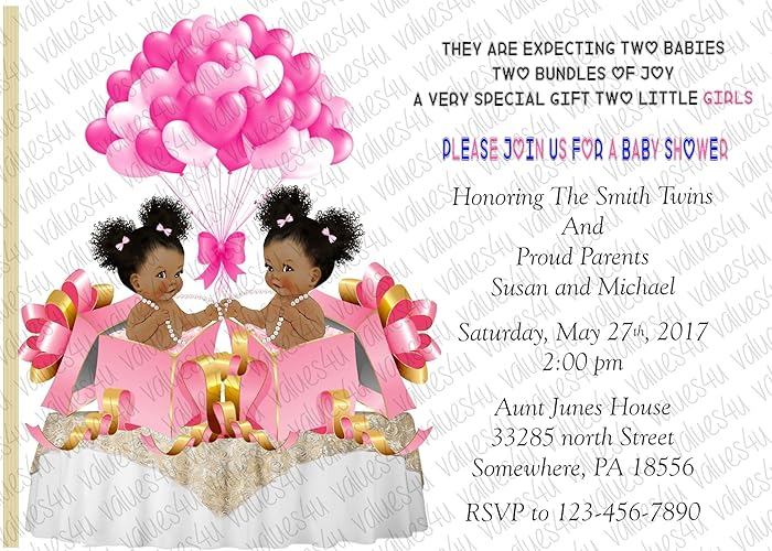 Amazon Com Twin Girls Personalized Baby Shower Invitations Twin