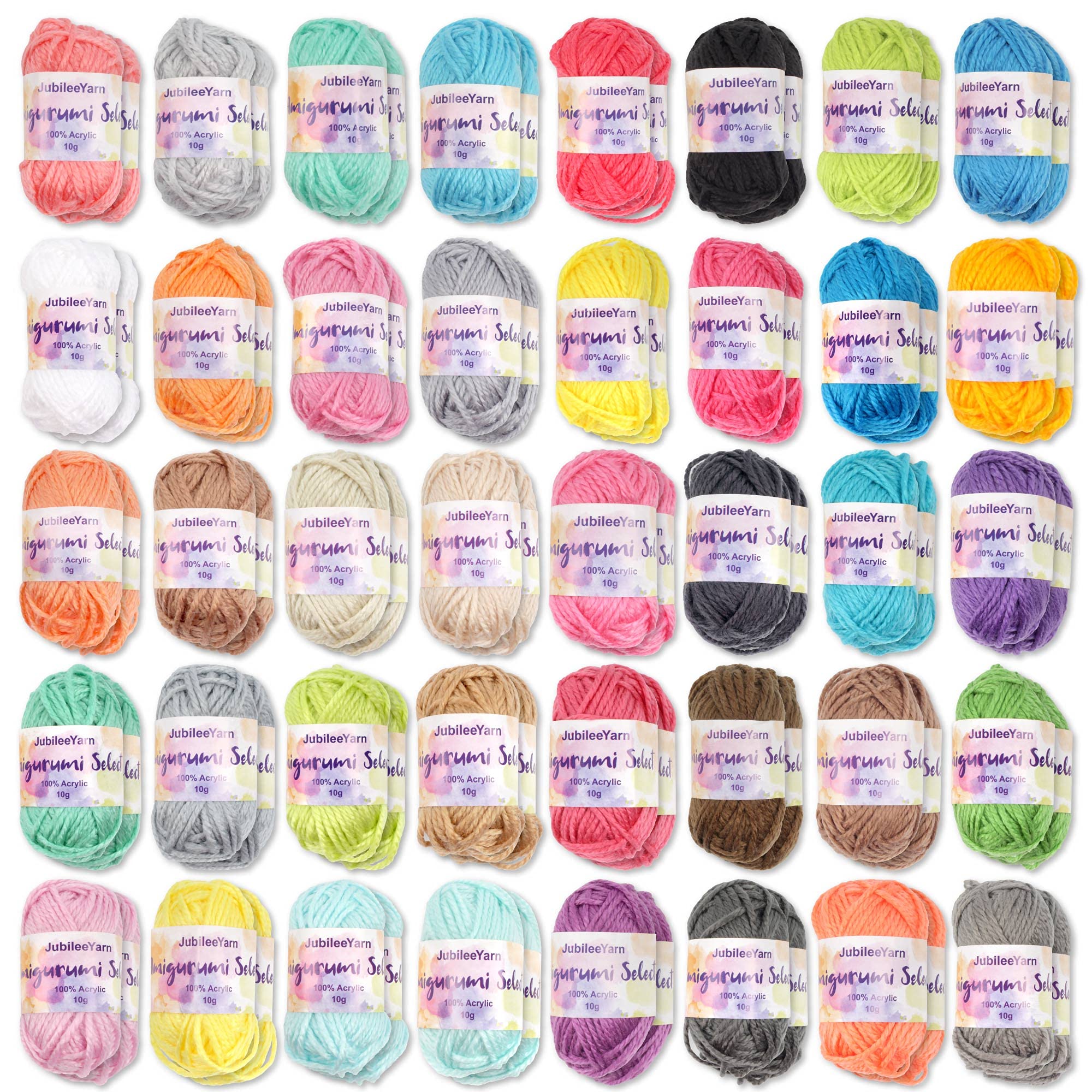 BambooMN Amigurumi Select 100% Acrylic Craft Yarn Bonbons - Crochet and Knitting Projects - 2 Light Packs/2 Dark Packs - 80 x 10g Bonbons 2000 yds Total