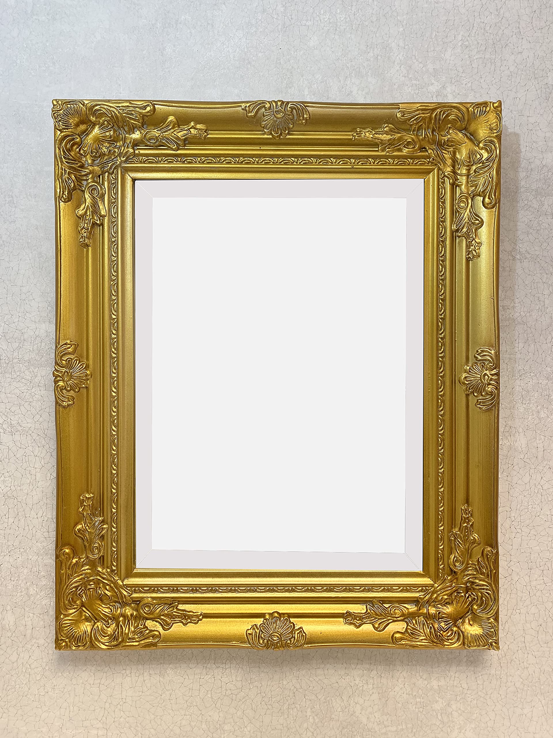 Antique Gilded Gold Finish Wall Mirror Bevelled Glass Small 53cmx42cm