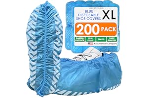 Innovative Haus Blue Indoor Disposable Shoe Covers - Disposable Non Slip Boot Covers - Indoor Reusable Booties - Treads - Water Resistant - 200 Pack, Extra Large