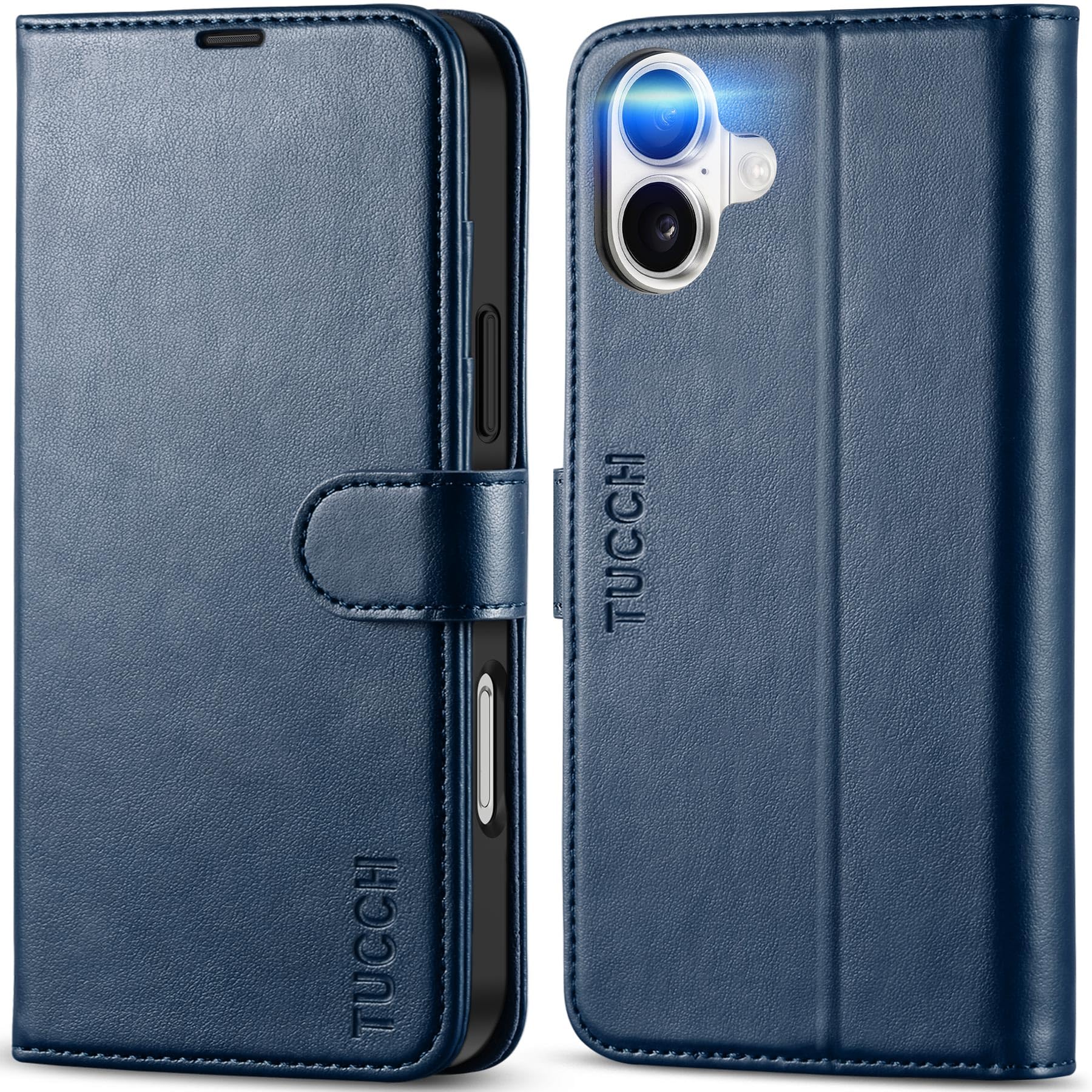 Photo 1 of TUCCH Case for iPhone 16 Plus Case Wallet, [TPU Shockproof Inner Shell], PU Leather [RFID Blocking] 4 Card Holder Magnetic Stand Protective Cover Compatible with iPhone 16 Plus 5G 2024, Dark Blue