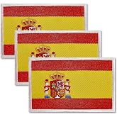 ZXvZYT 3 Pack Spain Flag Embroidered Patches Spanish Flags Military Emblem Patch for Clothes Hat Backpacks Decorations