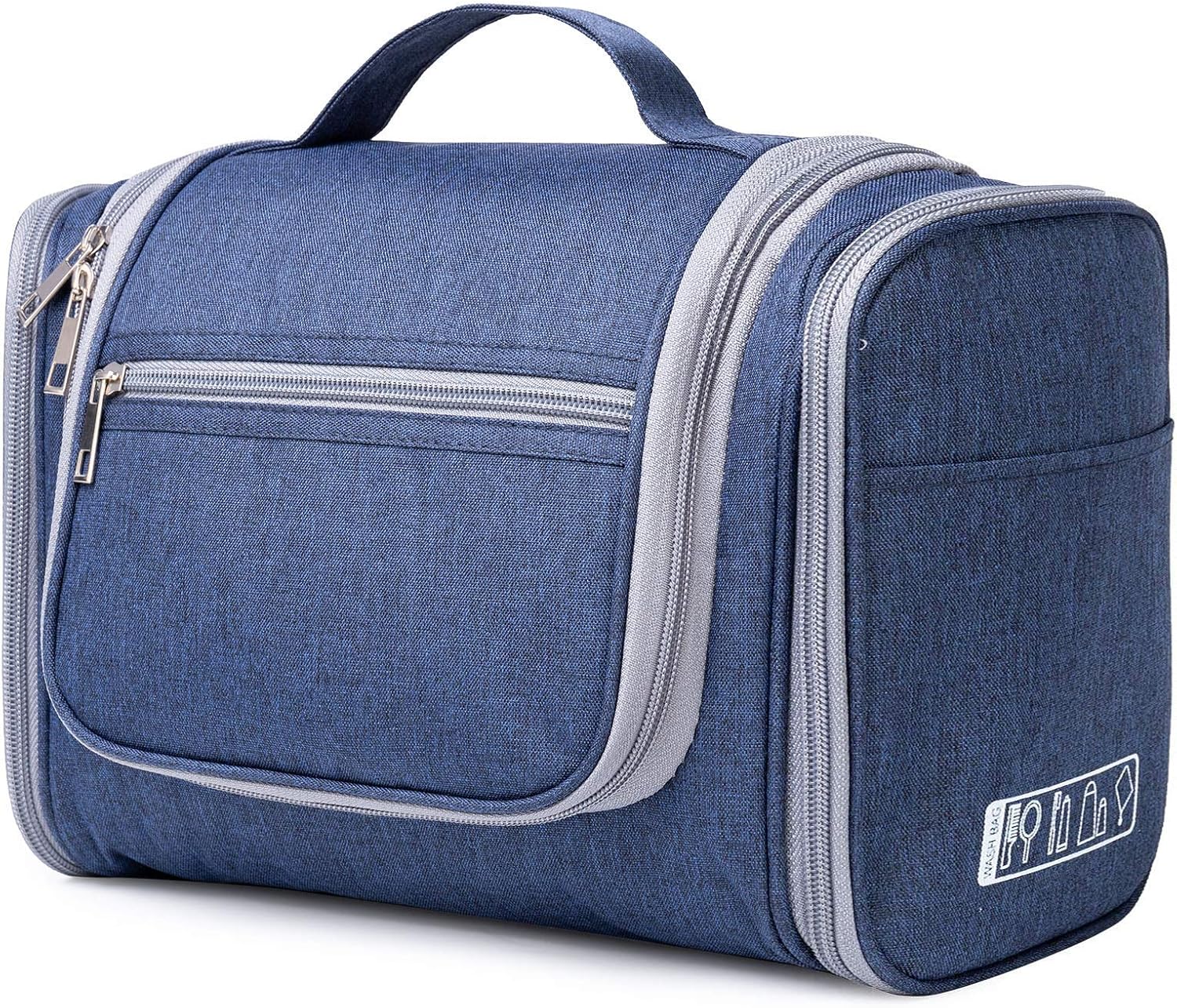 Large Hanging Toiletry Wash Bag Travel Makeup Cosmetic Organizer for Men Women by WANDF (Denim Navy Blue)