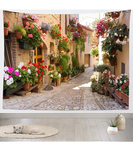 Tuscany Floral ゴブラン織　壁掛け　USA Amazon.com: Tuscany Tapestry Italy Old Stone Wall Flowers