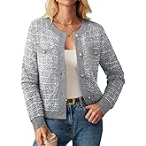 GRACE KARIN Womens Open Front Button Down Long Sleeve Texture Knit Cardigan Sweaters with Pockets