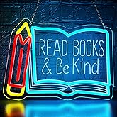 Read Books Be Kind Neon Sign for Wall Decor Dimmable Read Books Neon Light for Classroom LED USB Classroom Sign for Bookstore Library Museum Study Room Christmas Birthday Gift Size13.7*10In(WZCP018)
