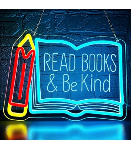 WittyRhE LED Read Books Be Kind Neon Signs Classroom Neon Lights