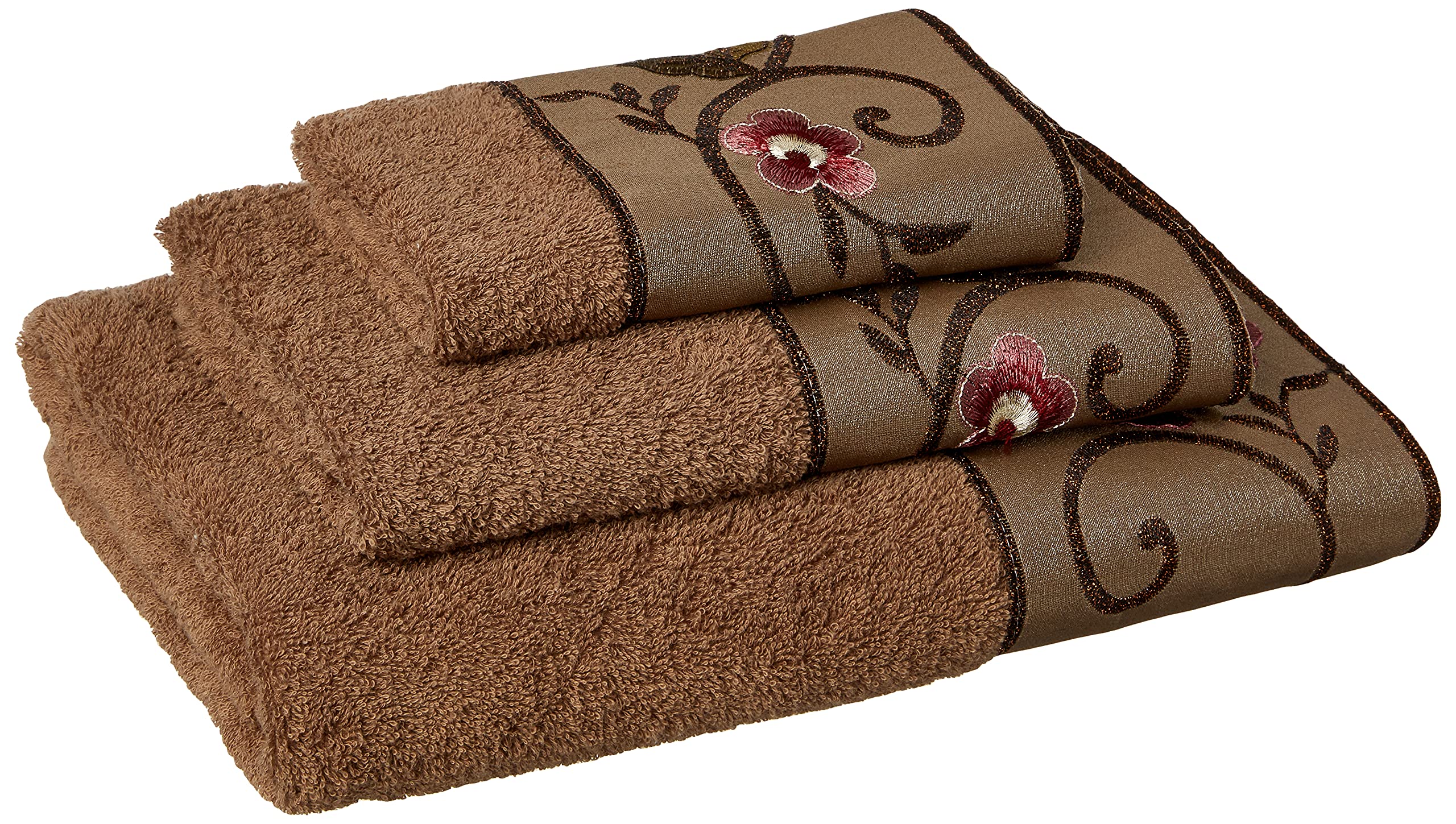 Popular Bath Bath Towels, Larissa Collection, 3-Piece Set, Rose Design — image 1