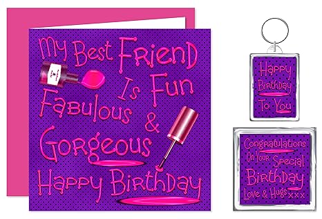 Mi mejor amigo feliz cumpleaños Set de regalo tarjeta – , llavero ...