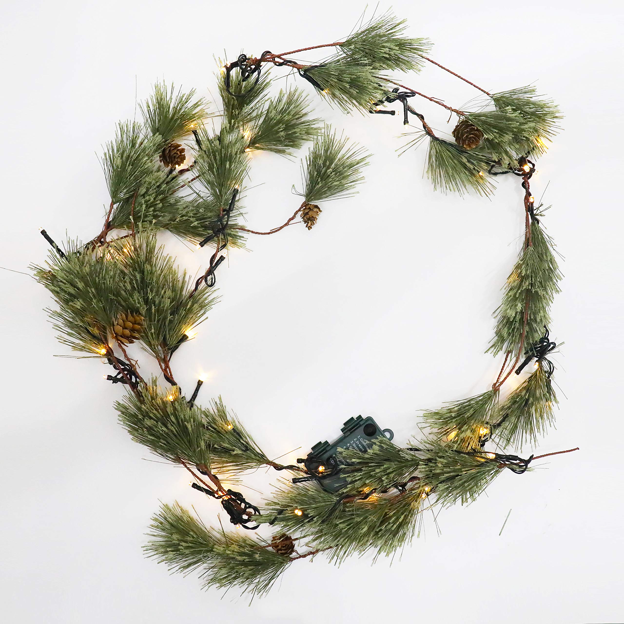 Joiedomi 6 Ft. Smokey Pine Christmas Garland Pre-Lit with 50 Clear Lights Home & Office Holiday Decoration