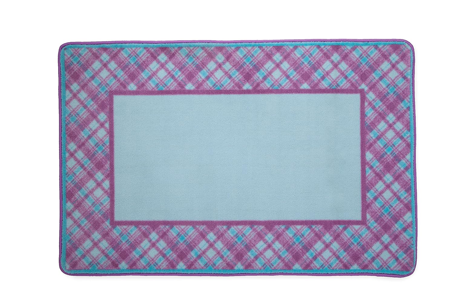 Delta Children Soft Kids Area Rug for Girls, (2.5 Foot X 4 Foot), Plaid/Purple, Pink & Turquoise