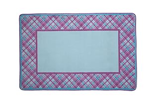 Delta Children Soft Kids Area Rug for Girls, (2.5 Foot X 4 Foot), Plaid/Purple, Pink & Turquoise