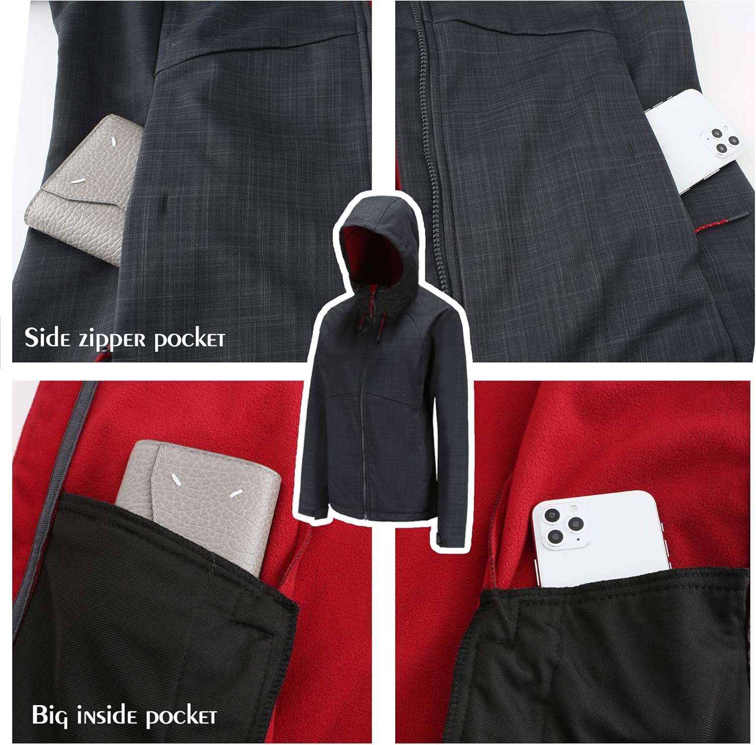 svacuam Women's Fleece Lined Softshell Waterproof Jacket Lightweight Anorak Hiking Coat: Clothing
